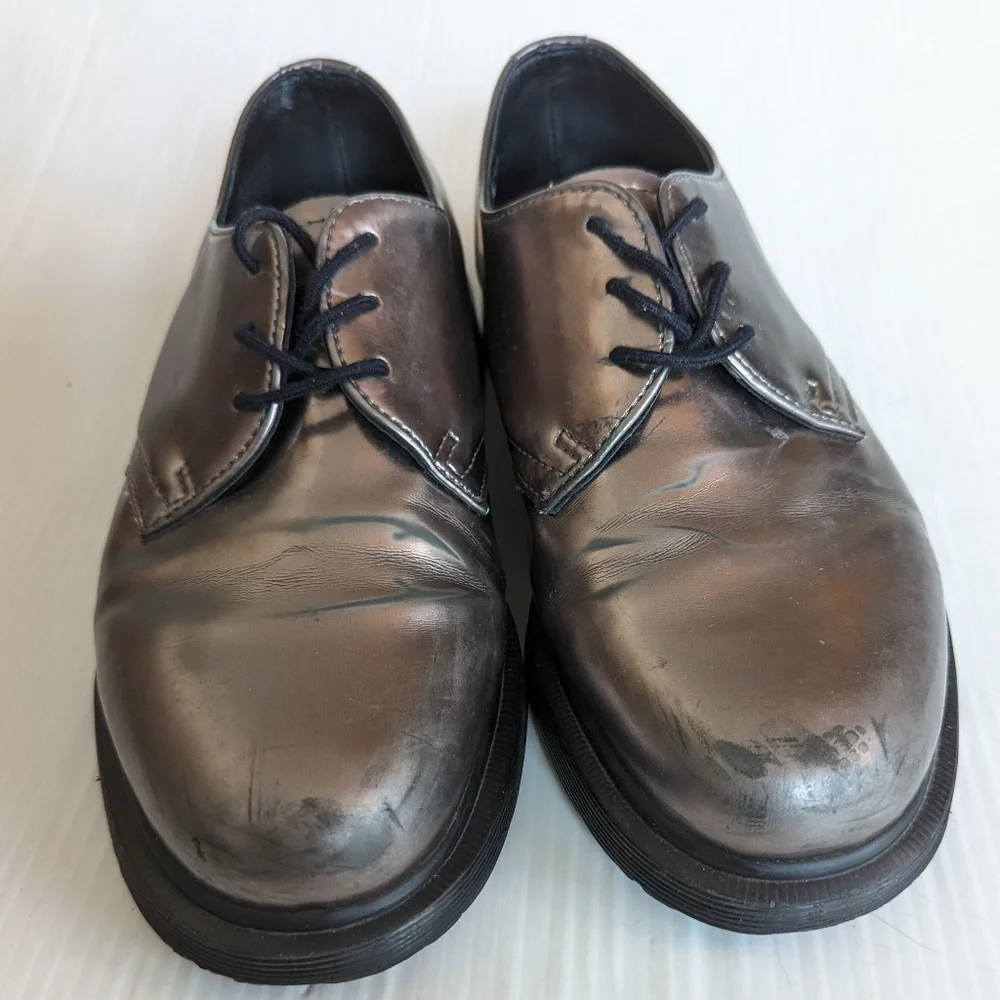 DOC MARTENS 14576 silver metallic oxford loafers Creepers size 7